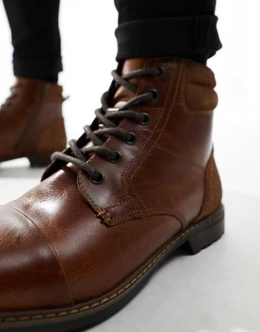 Red Tape - Bottes décontractées en cuir à lacets - Marron foncé, 3 de 4