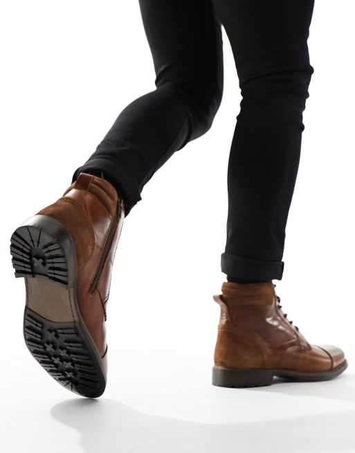 Red Tape - Bottes décontractées en cuir à lacets - Marron foncé, 4 de 4