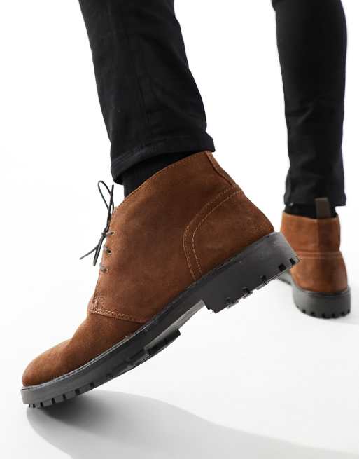 Red Tape – Bruna chukkaboots i arbetarstil och läder med bred passform, 2 av 4