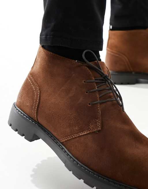Red Tape – Bruna chukkaboots i arbetarstil och läder med bred passform, 3 av 4