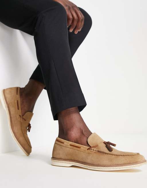 Red Tape casual slip on boat shoes in beige suede