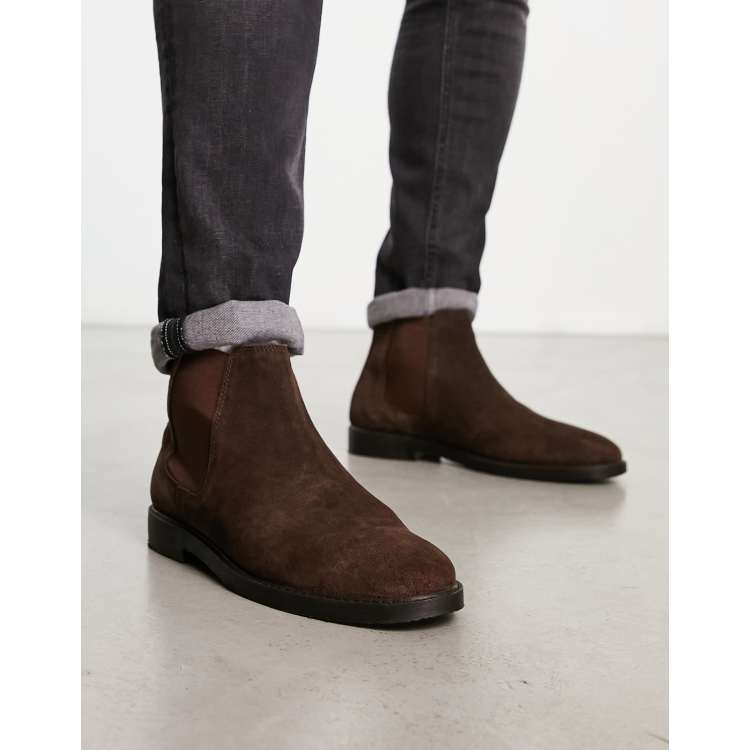 Brown suede dress store boots