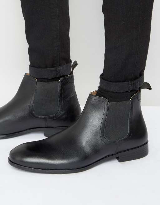 Red Tape Chelsea Boots In Black Leather | ASOS