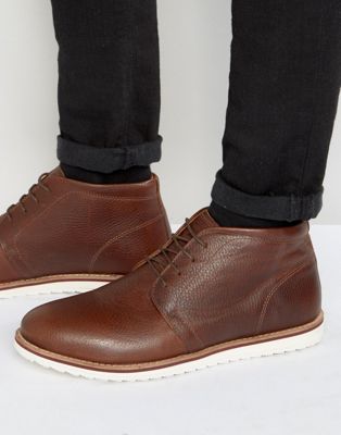 red tape leather chukka boots