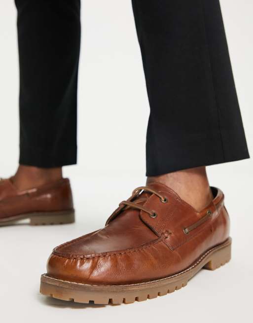 Red Tape chunky boat shoes in tan leather | ASOS