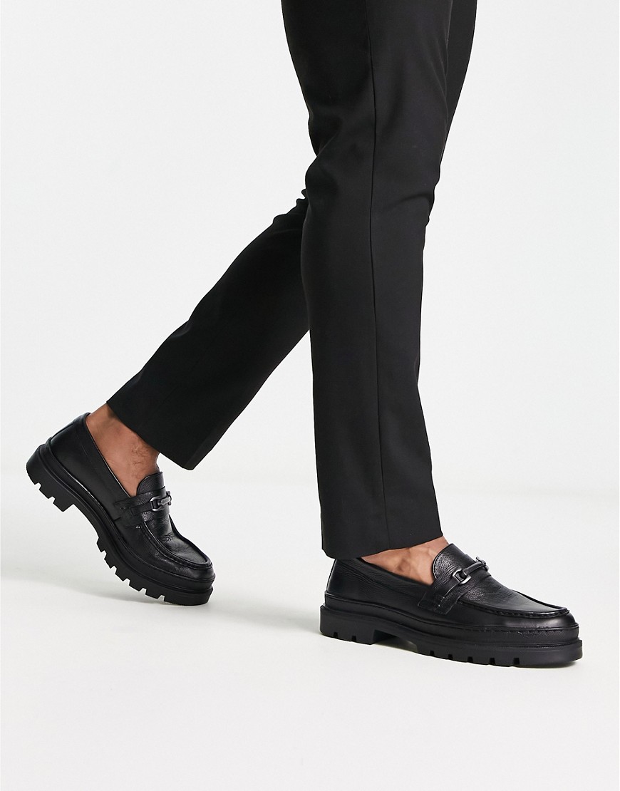 Red Tape chunky hardware loafers in black grain leather