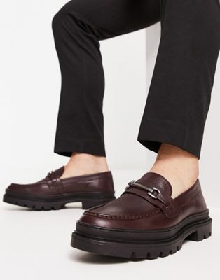 Red Tape chunky hardware loafers in plum leather
