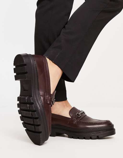 Red Tape chunky hardware loafers in plum leather ASOS
