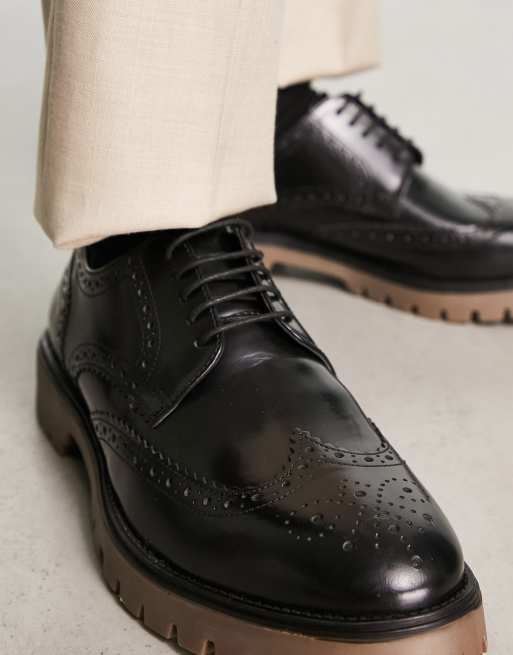 Red Tape chunky lace up shoes with gum sole in black leather, 3 of 4