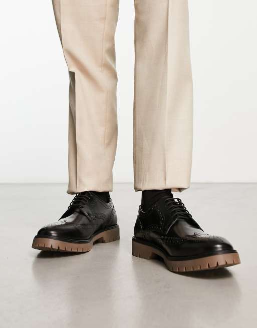 Red Tape chunky lace up shoes with gum sole in black leather, 4 of 4