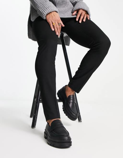 Red Tape chunky sole penny loafers in black matte leather, 4 of 4