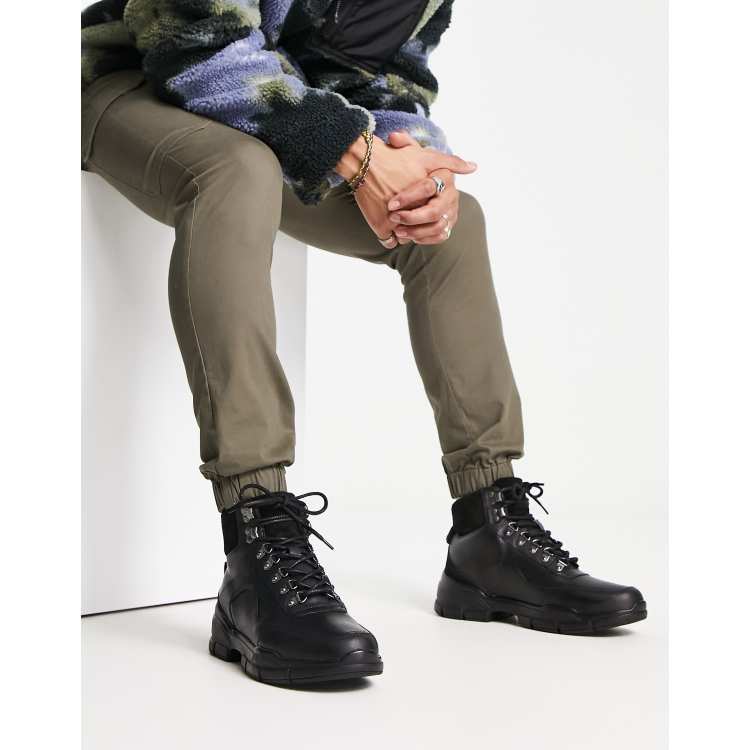 ASOS High Top Sneaker Boots In Black With Gum Sole