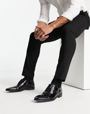 Red Tape Wide Fit Chunky Hardware Lace Up Boots in Black Leather - ASOS Outlet