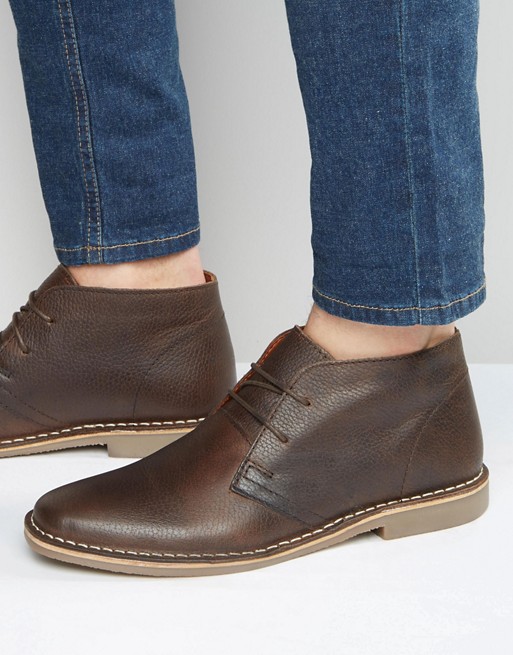 Red Tape Desert Boots In Brown Leather | ASOS