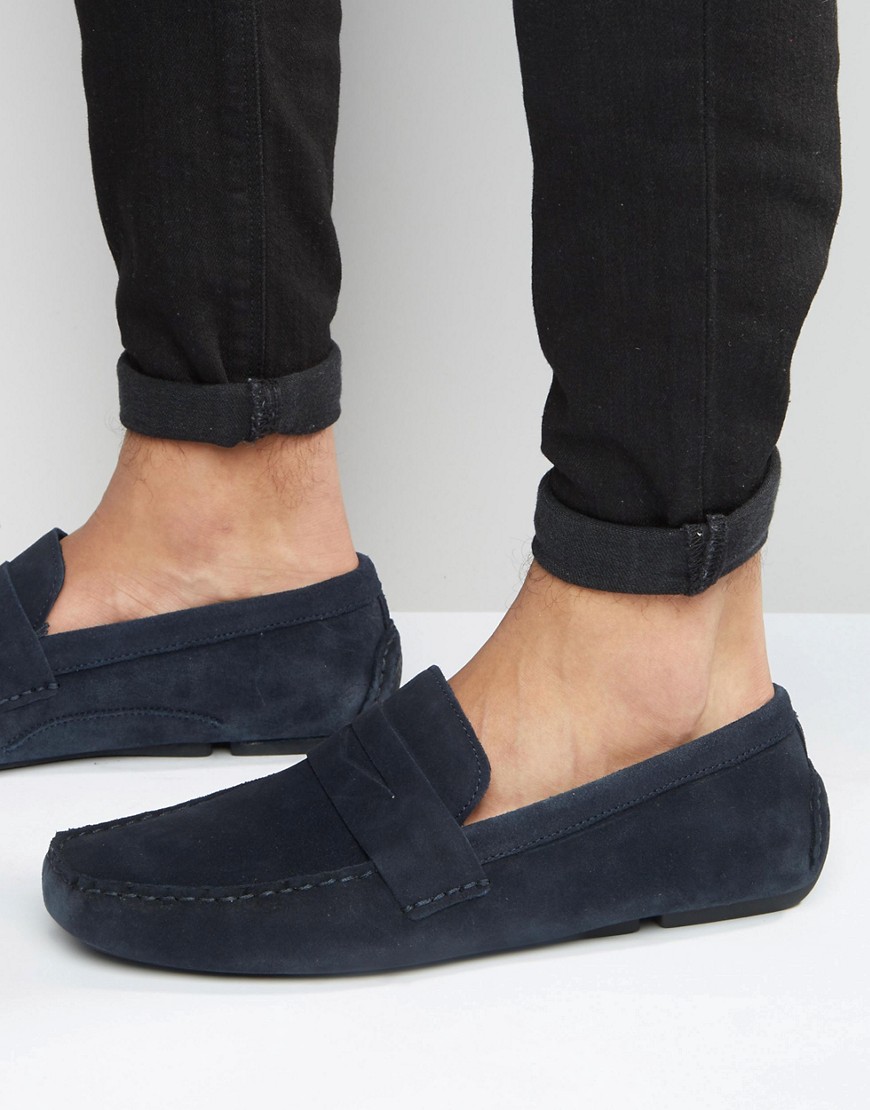Red Tape Driving Shoes In Navy Suede-Blue