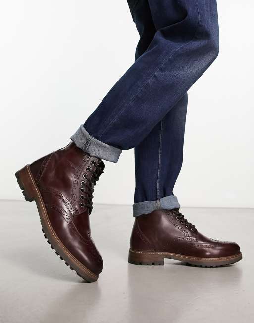 Mens red hot sale brogue boots