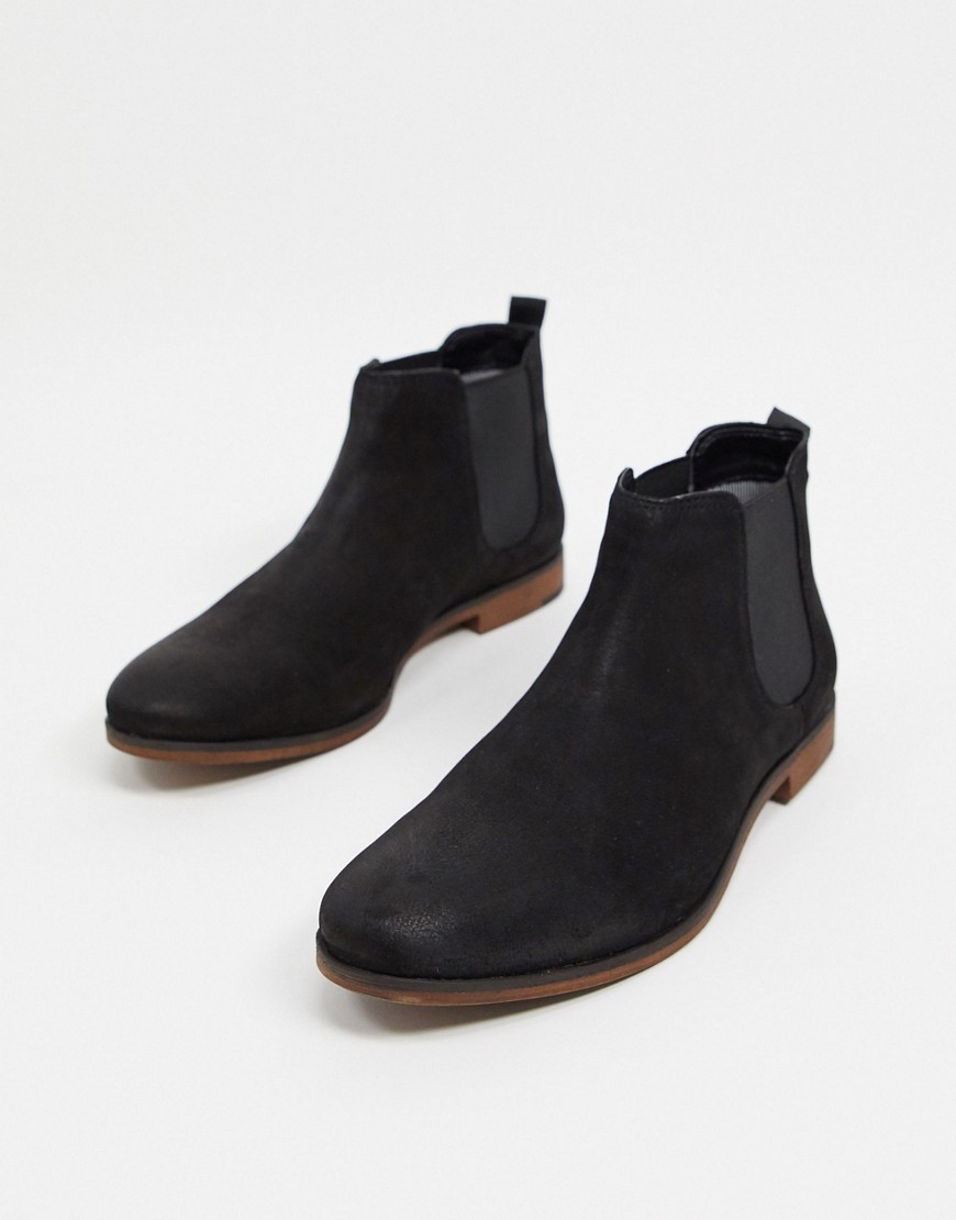 Red Tape leather ankle chelsea boots in black