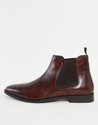 Red Tape leather formal chelsea boots in brown
