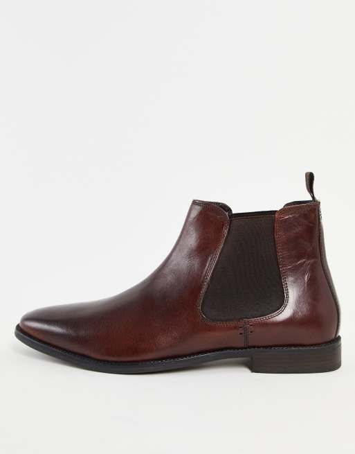 Red Tape leather formal chelsea boots in brown | ASOS