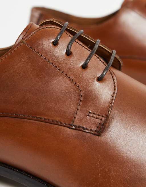 Red Tape - Leren derby schoenen met veters in bruin, 3 van 4