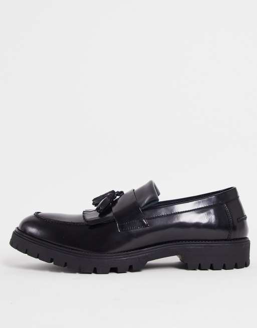 Red Tape - Loafers met dikke zool en kwastje in hoogglanzend zwart leer