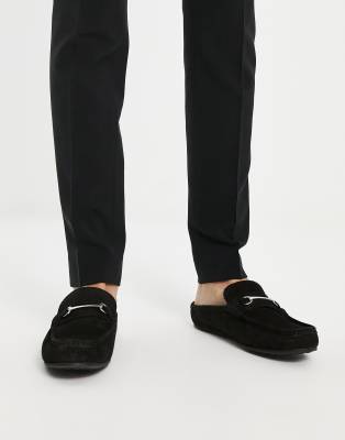 Red Tape Red Tape metal trim mule driver in black suede