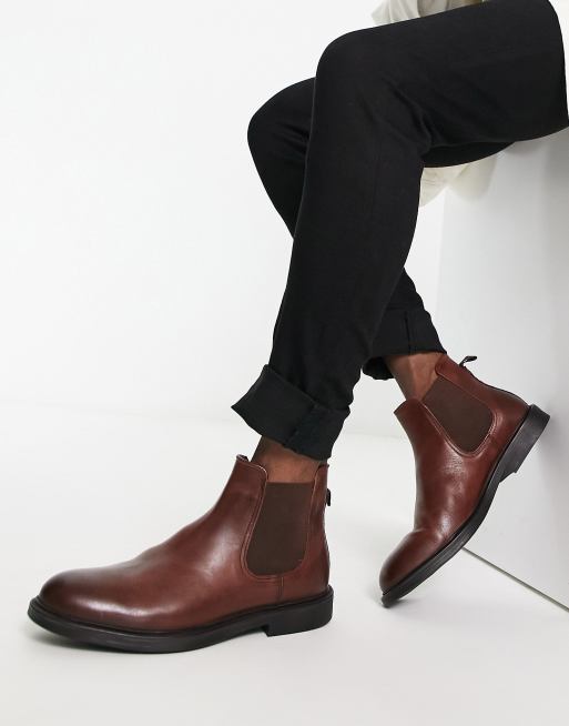 Preference fure lade som om Red Tape minimal chelsea ankle boots in brown leather | ASOS