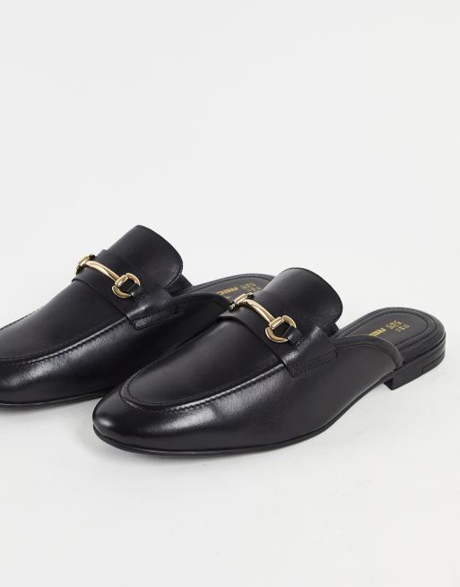 Red Tape - Mocassini in pelle nera con barretta in metallo