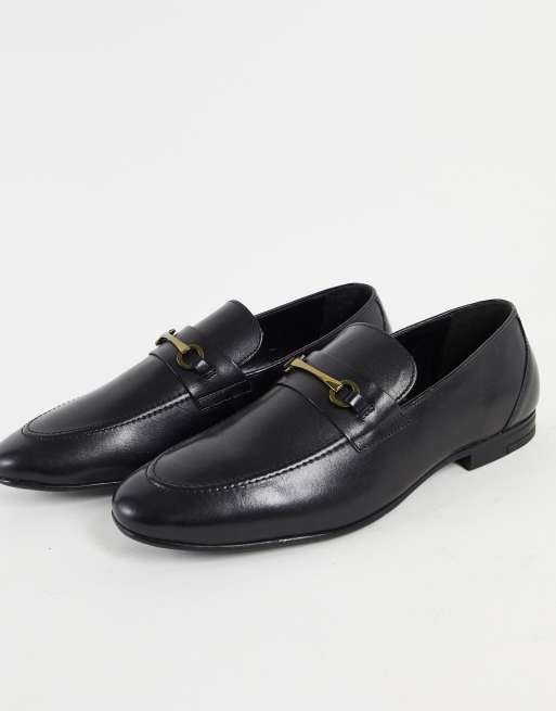 Red Tape - Mocassini in pelle nera con finiture in metallo