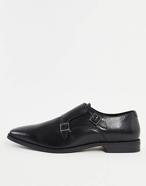 Red Tape monk shoes in black leather