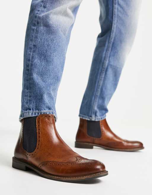 Aktentas Wat breuk Red Tape - Nette leren chelsea boots in bruin met contrast | ASOS