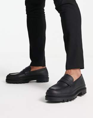 Red Tape - Pennyloafers Med Chunky'sål I Sort Mat Læder-Black