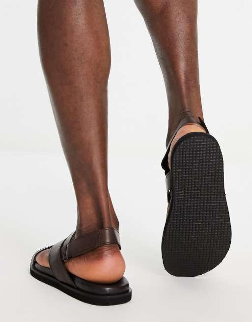 Red Tape - Sandalen van leer met meerdere bandjes in bruin, 2 van 4