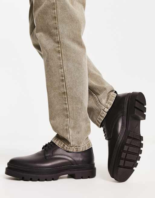 Red Tape Scarpe stringate con suola spessa in pelle nere ASOS