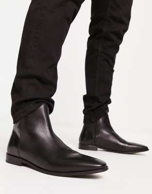 Red Tape side seam smart ankle boots in black leather φωτογραφία