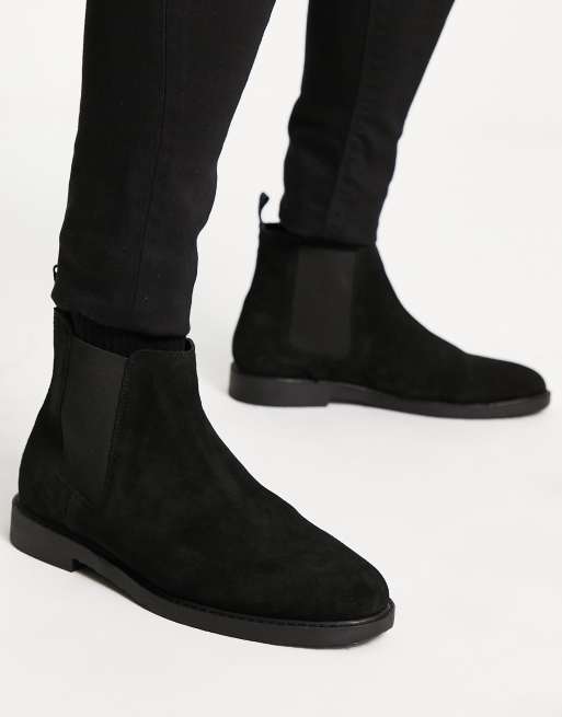 Red Tape - Stivaletti Chelsea casual in camoscio neri, 3 di 4