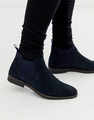 Red Tape - Suède Chelsea boots in marineblauw