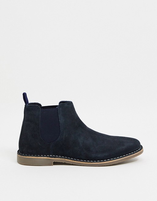 Red Tape suede chelsea boots in navy