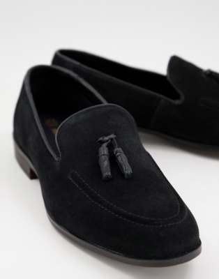 black suede loafers tassel