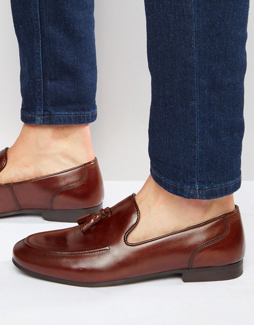 Red Tape Tassel Loafers In Brown Leather | ASOS