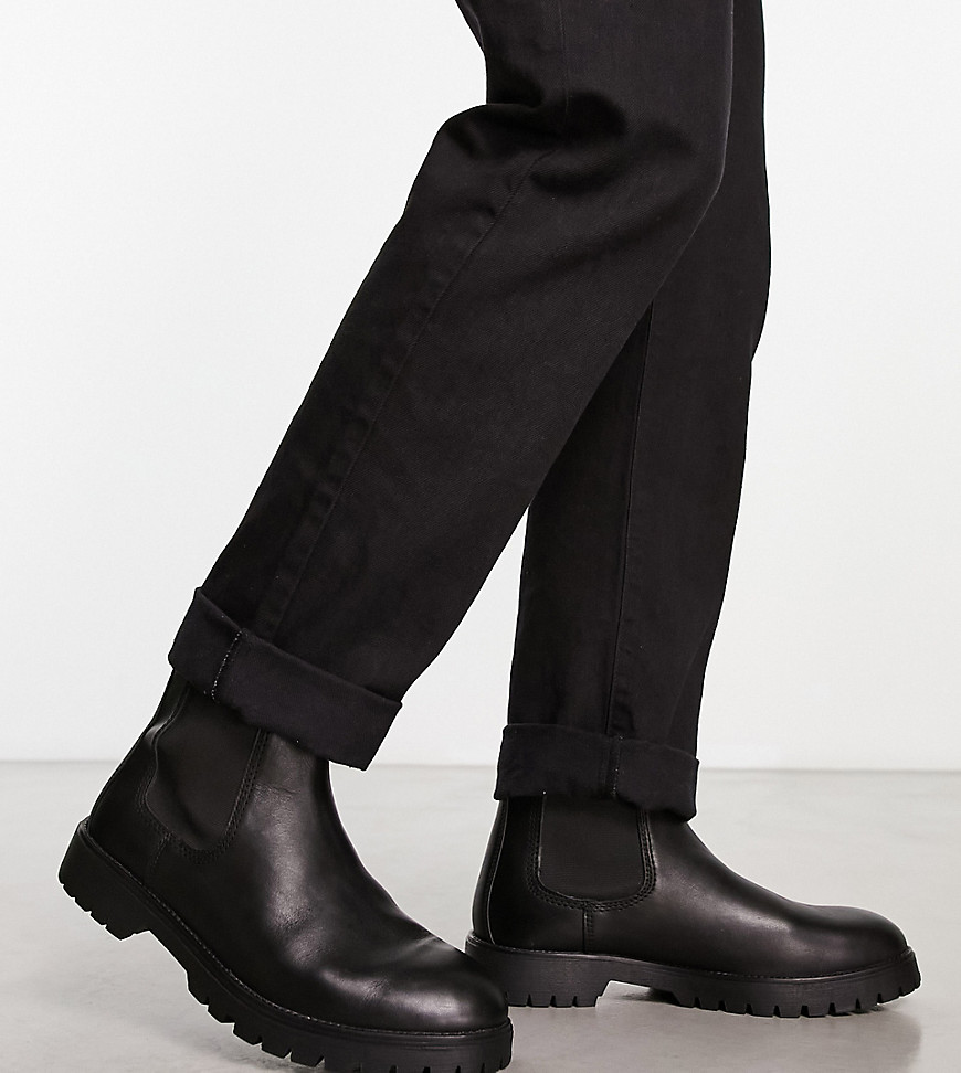 Red Tape wide fit chunky low ankle boots in black leather