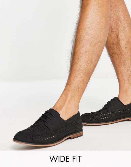 Red Tape Wide Fit – Czarne sznurowane buty z plecionej skóry