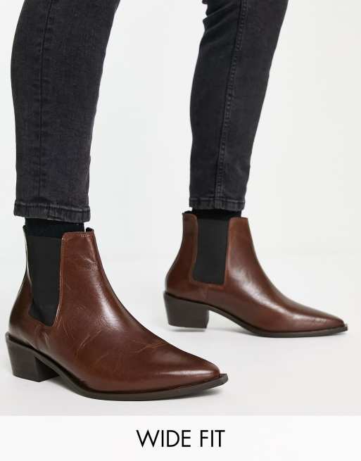 Red Tape Leather Brogue Chelsea Boots in Black - ASOS Outlet