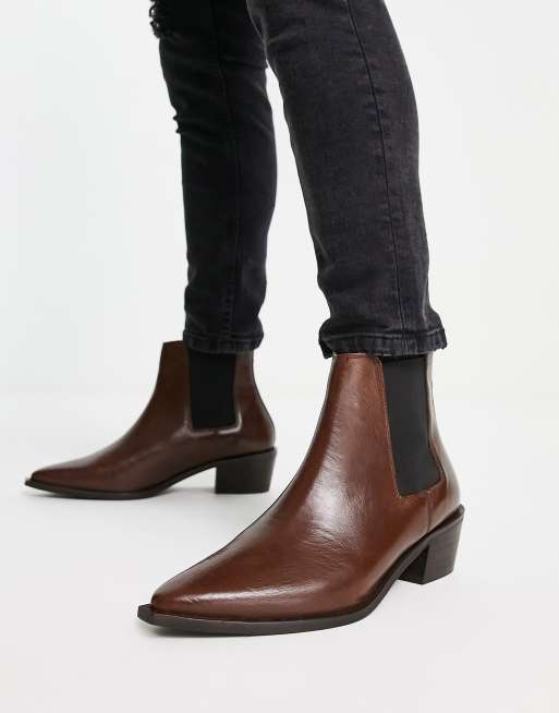 Red Tape Wide Fit Leather Formal Chelsea Boots in Black - ASOS Outlet