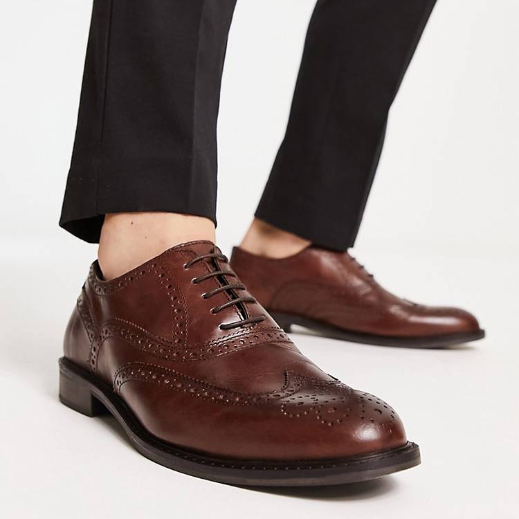 Wide Fit leather brogues in Asos Men Shoes Flat Shoes Brogues 