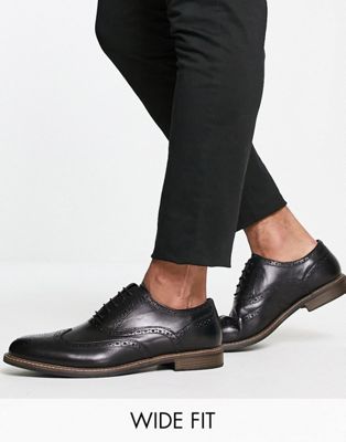 Red Tape wide fit leather brogues in black