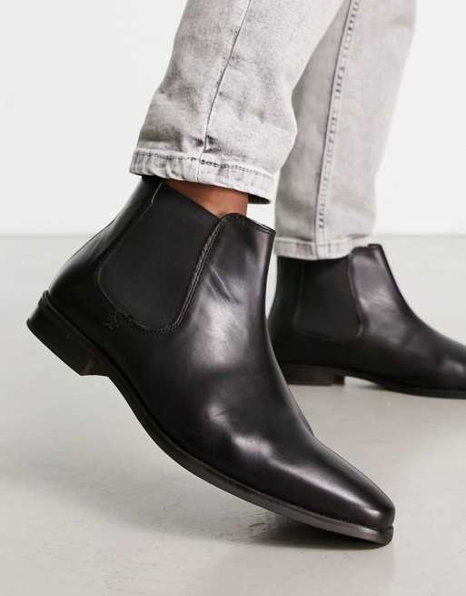 Red Tape Wide Fit Chunky Hardware Lace Up Boots in Black Leather - ASOS Outlet