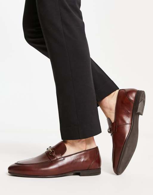 Red Tape Wide Fit metal trim loafers in tan leather, 3 of 4