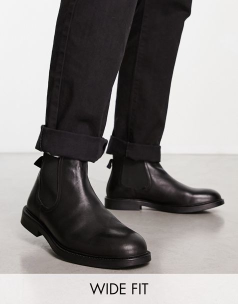 ASOS DESIGN cuban heeled chelsea boots in black with silver rub off