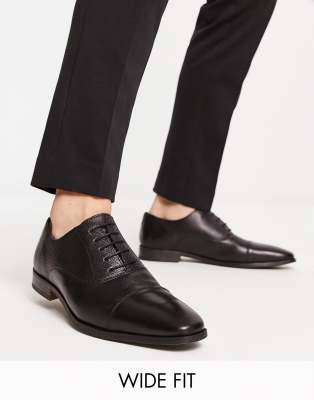 Red Tape Wide Fit oxford leather lace up shoes in black